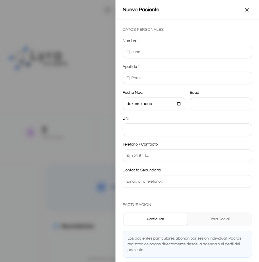 Lyra registro de paciente